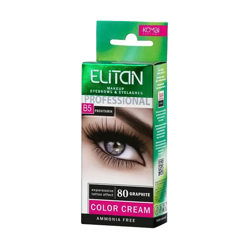 Крем-фарба для брів та вій Elitan Color Cream 80 Графіт, 10 мл